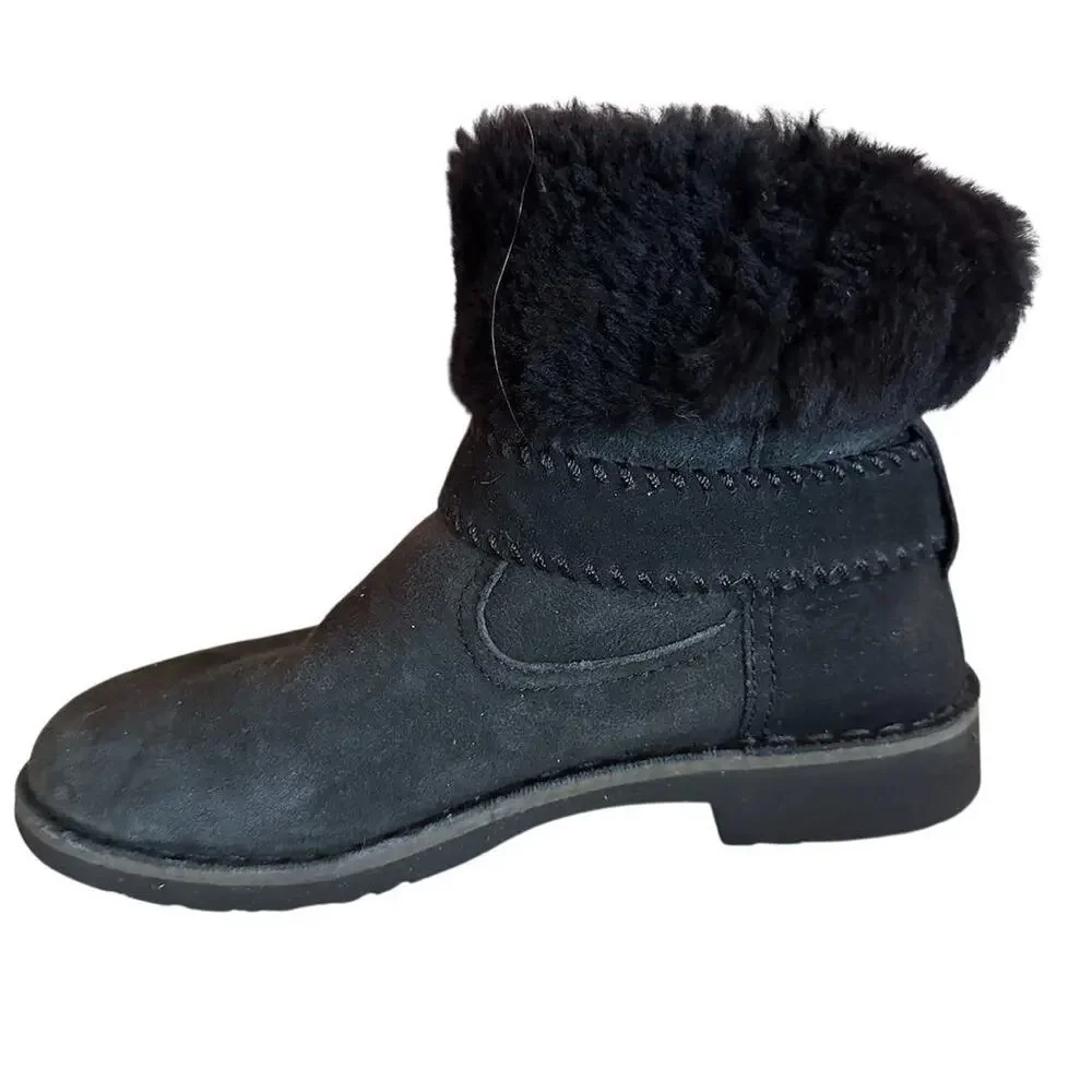 UGG Cedric Women's‎ Black Suede Ankle Biker Boots Size 6.5 Moto Style